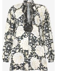 Roberto Cavalli - Mini Dress With Floral Print And Lace - Lyst