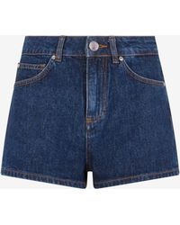 Roberto Cavalli - Shorts Vaqueros Azules Con Monogram Rc De Cristal - Lyst