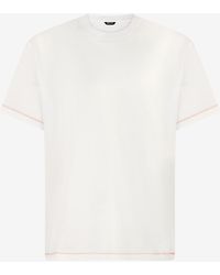 Roberto Cavalli - T-Shirt With Jc Monogram And Contrasting Topstitching - Lyst