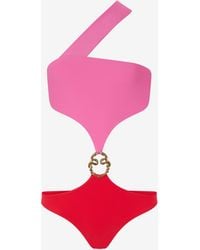 Roberto Cavalli - Asymmetrical One-Piece Swimsuit With Jewel Detail - Lyst