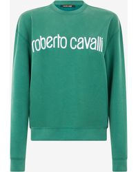 Roberto Cavalli - Sweatshirt Vert À Logo - Lyst