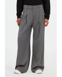 Roberto Cavalli - Pantalones Anchos Plisados Grises - Lyst