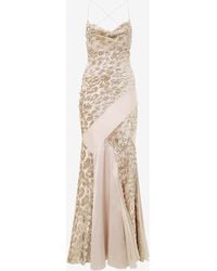 Roberto Cavalli - Long Slip Dress With Leopard Print Pattern - Lyst