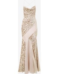 Roberto Cavalli - Long Slip Dress With Leopard Print Pattern - Lyst