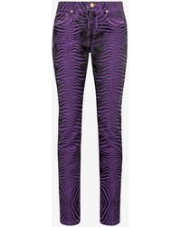 Roberto Cavalli - Zebra-Print Slim-Fit Jeans - Lyst