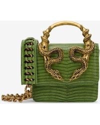 Roberto Cavalli - Kleine Serpentine-Tasche Aus Grünem Leder - Lyst