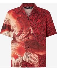 Roberto Cavalli - Shirt With Maxi Floral And Jaguar Skin Print - Lyst
