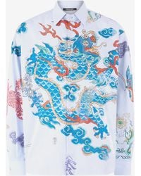 Roberto Cavalli - Shirt With Dragon, Flowers And Butterflies - Lyst