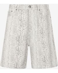 Roberto Cavalli - Snakeskin Print Denim Shorts - Lyst