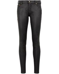 Roberto Cavalli Jaguar-print Waxed Skinny Jeans - Black