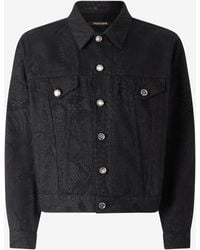 Roberto Cavalli - Python-Print Denim Jacket - Lyst