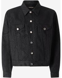 Roberto Cavalli - Python-Print Denim Jacket - Lyst