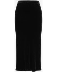 Roberto Cavalli - Velvet Midi Skirt - Lyst