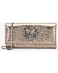 Roberto Cavalli - Serpentine Lizard-Effect Wallet On Chain - Lyst