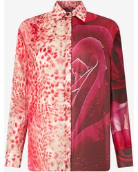 Roberto Cavalli - Shirt With Jaguar Skin And Rose Print - Lyst