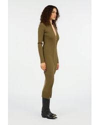 Roberto Cavalli - Ribbed-Knit Zip-Front Midi Dress - Lyst