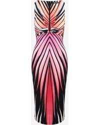 Roberto Cavalli - Ray Of Paradise Print Midi Dress - Lyst
