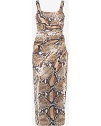Roberto Cavalli - Midi-Kleid Mit Python-Print - Lyst