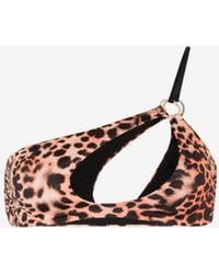 Roberto Cavalli - Leopard-print Single-shoulder Bikini Top - Lyst
