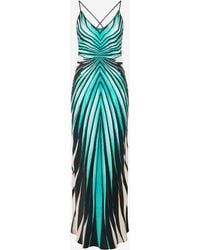 Roberto Cavalli - Robe Maxi En Soie Imprimé Ray Of Sea - Lyst
