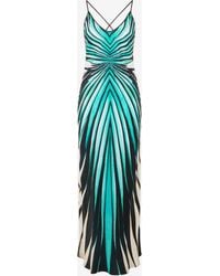 Roberto Cavalli - Ray Of Sea Print Silk Maxi Dress - Lyst