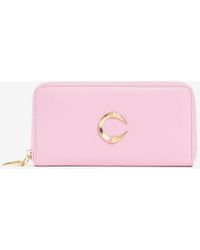 Roberto Cavalli Portemonnaie aus leder mit c-logo und reißverschluss - Pink