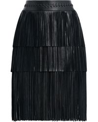 Roberto Cavalli Fringed Nappa Leather Skirt - Black