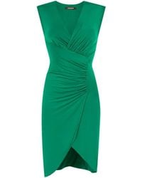 Roberto Cavalli Ruched Wrap-effect Dress - Green