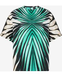 Roberto Cavalli - Silk Blend T-Shirt With Ray Of Sea Print - Lyst