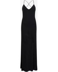 Roberto Cavalli - Silk Maxi Dress With Monogram Rc - Lyst