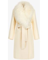 Roberto Cavalli - Fur Collar Tie Fastened Coat - Lyst