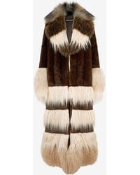 Roberto Cavalli - Long Faux Fur Coat - Lyst