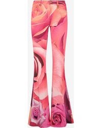 Roberto Cavalli - Fit & Flare Jeans With Garden Rose Print - Lyst