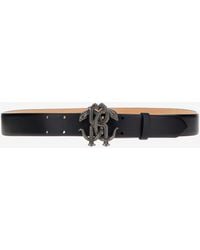 Roberto Cavalli - Leather Belt With Monogram Rc Snake Buckle - Lyst