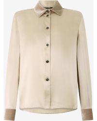 Roberto Cavalli - Silk Shirt With Velvet Inserts - Lyst