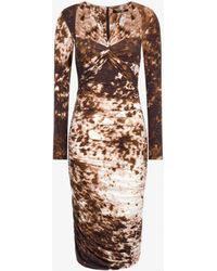Roberto Cavalli - Appaloosa Printed Ruched Midi Dress - Lyst