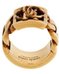 Roberto Cavalli Ring mit kettendesign und mirror snake emblem - Mettallic