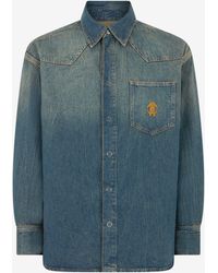 Roberto Cavalli - Denim Shirt With Monogram Rc - Lyst