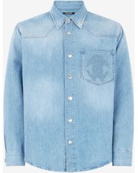 Roberto Cavalli - Denim Shirt With Mirror Snake Monogram - Lyst
