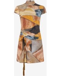 Roberto Cavalli - Mini Dress With Patchwork Print - Lyst