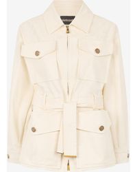 Roberto Cavalli - Jacket With Belt And Python Pattern - Lyst