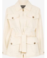 Roberto Cavalli - Jacke Mit Gürtel Und Motiv Python - Lyst