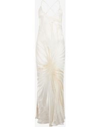 Roberto Cavalli - Slip Dress With Ray Devoré Print - Lyst