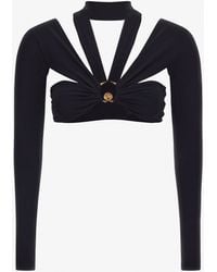 Roberto Cavalli - Cutout Long Sleeve Crop Top - Lyst