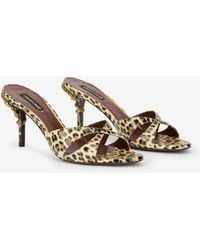 Roberto Cavalli - Leather Sandals With Leopard Print - Lyst