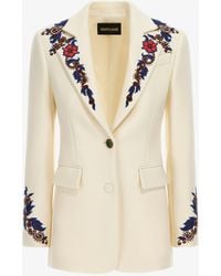 Roberto Cavalli - Floral Printed Single-Breasted Jacket - Lyst
