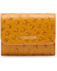 Roberto Cavalli - Ostrich-Effect Flap Card Holder - Lyst