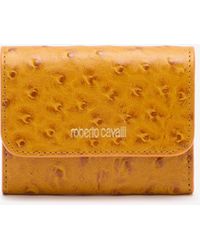 Roberto Cavalli - Ostrich-Effect Flap Card Holder - Lyst