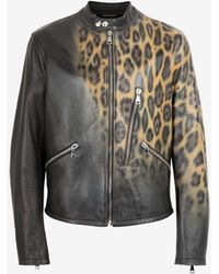 Roberto Cavalli - Leopard Print Leather Bomber Jacket - Lyst