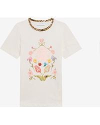 Roberto Cavalli - T-Shirt With Floral Print And Monogram Rc - Lyst